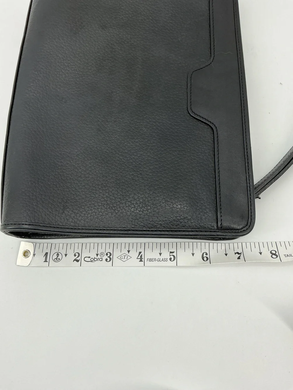 Burberrys Vintage Black Leather Nova Check Wristlet Clutch Pouch
